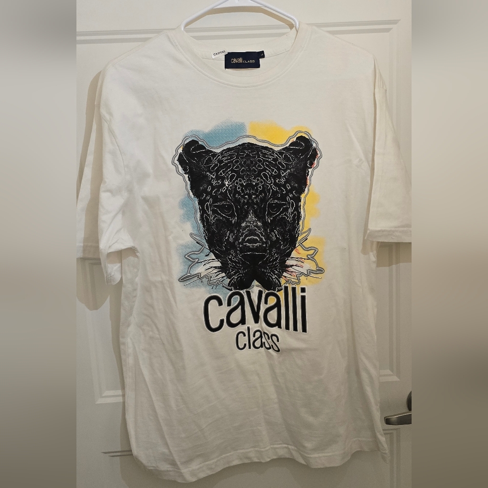 Cavalli Class White Graphic T-Shirt